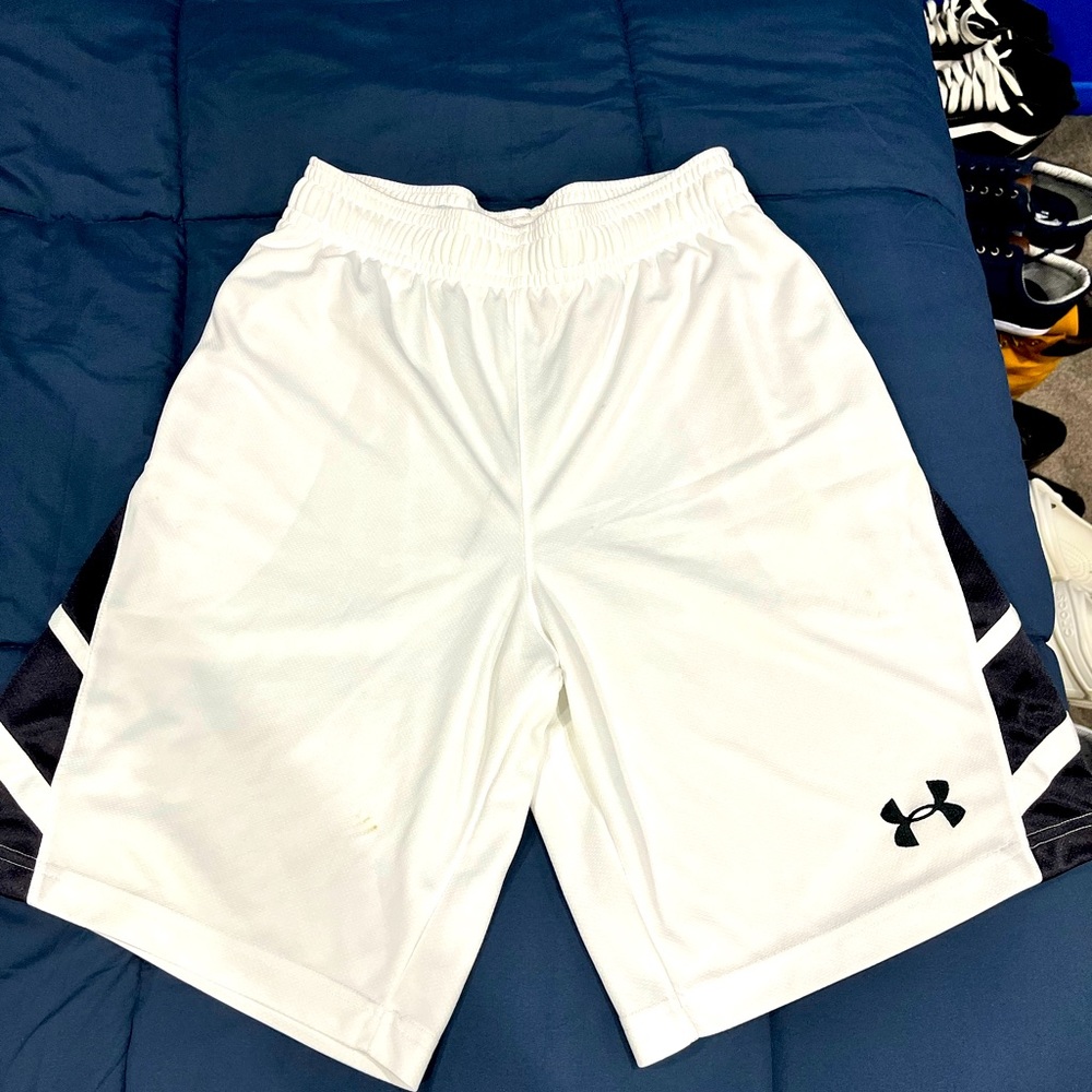 White UnderArmour Basketball Shorts